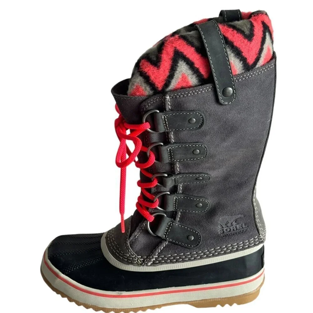 Sorel Joan of Arctic Knit gray Winter Waterproof Snow Boot NL2142-051 Women Sz 6